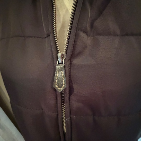 George by Mark Eisen Chocolate Puffer Hooded Vest Zip Up,  Size Large - Picture 7 of 12